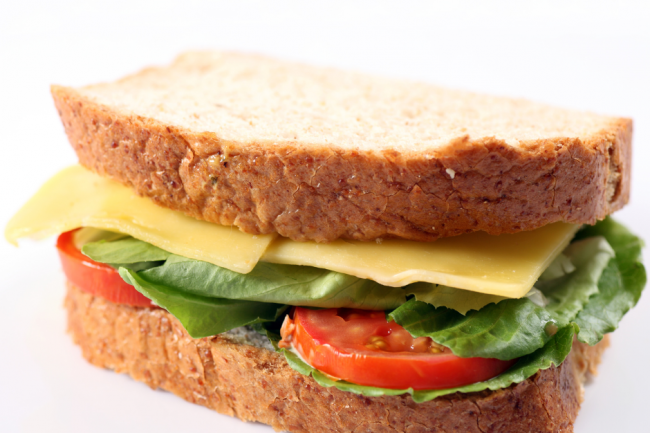 A cheese and salad sandwich