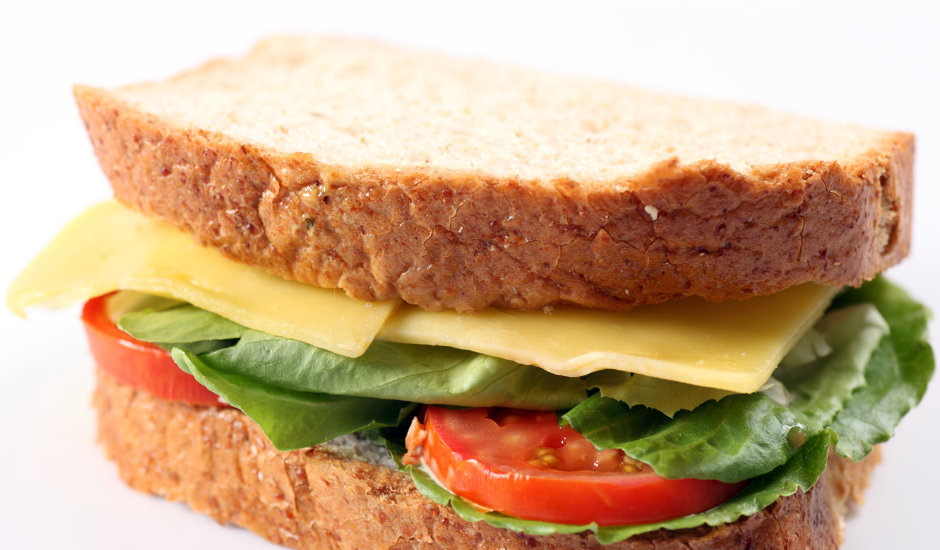 A cheese and salad sandwich